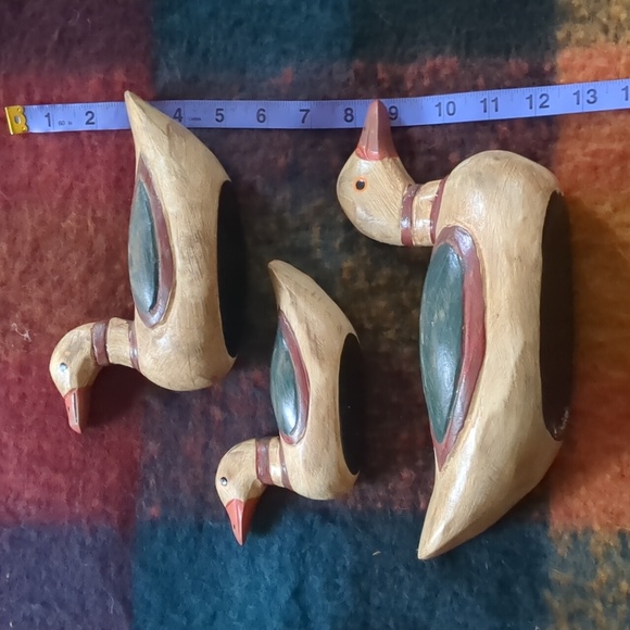 Vintage 80's hand painted duck decoy set of 3. Small, medium, large sizes - Picture 5 of 9